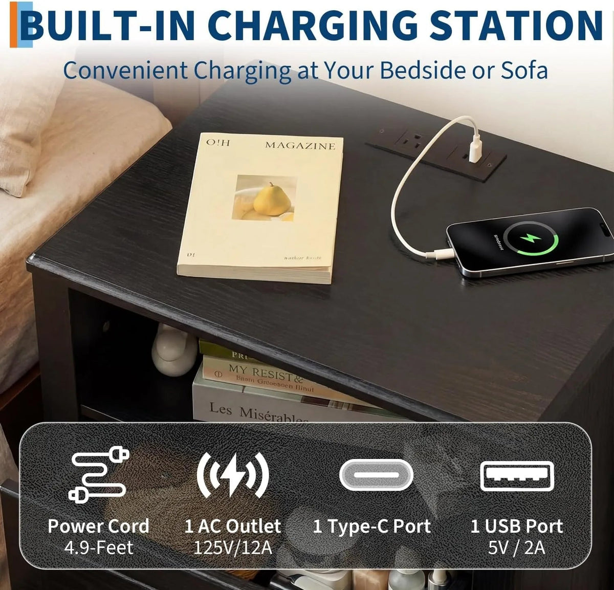 Nightstand with Charging Station The Pet & Home Store