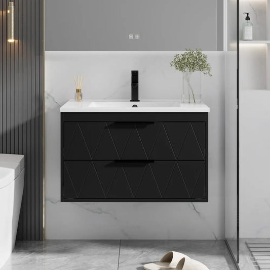 Floating Bathroom Vanity Cabinet With Sink And Soft Close Drawers