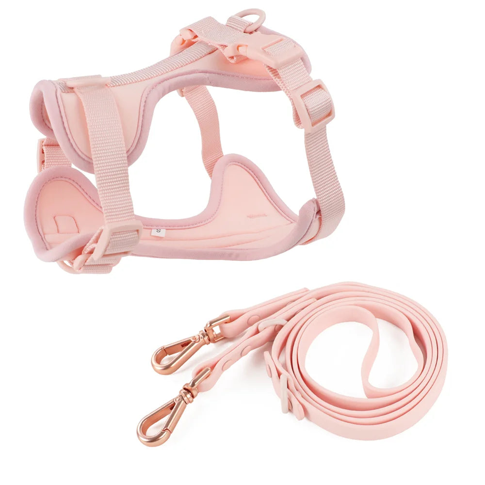 Dog Harness And Leash Set PVC Breathable Adjustable Chest Strap