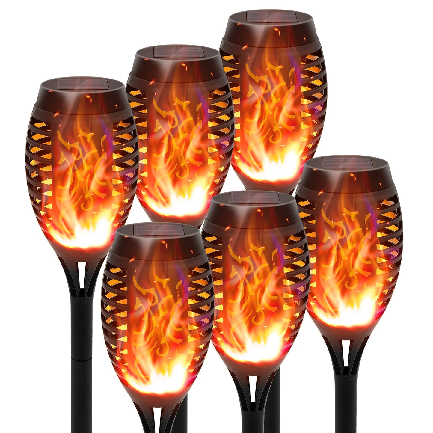 Solar Torch Lights With Flickering Flame Waterproof Outdoor Garden Path