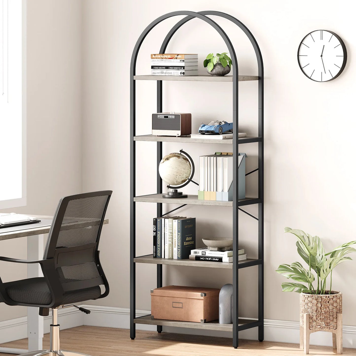 TWISTER.CK 5-Tier Arched Bookshelf Industrial Open Display