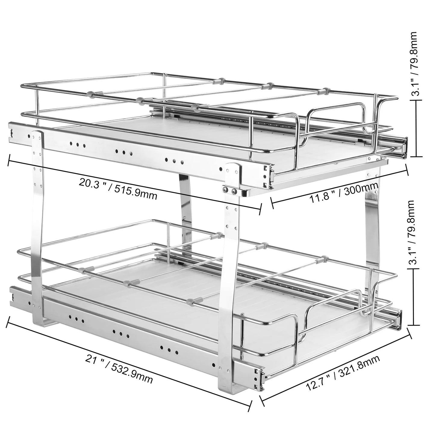 SucceBuy Pull Out Cabinet Organizer With Sliding Drawers