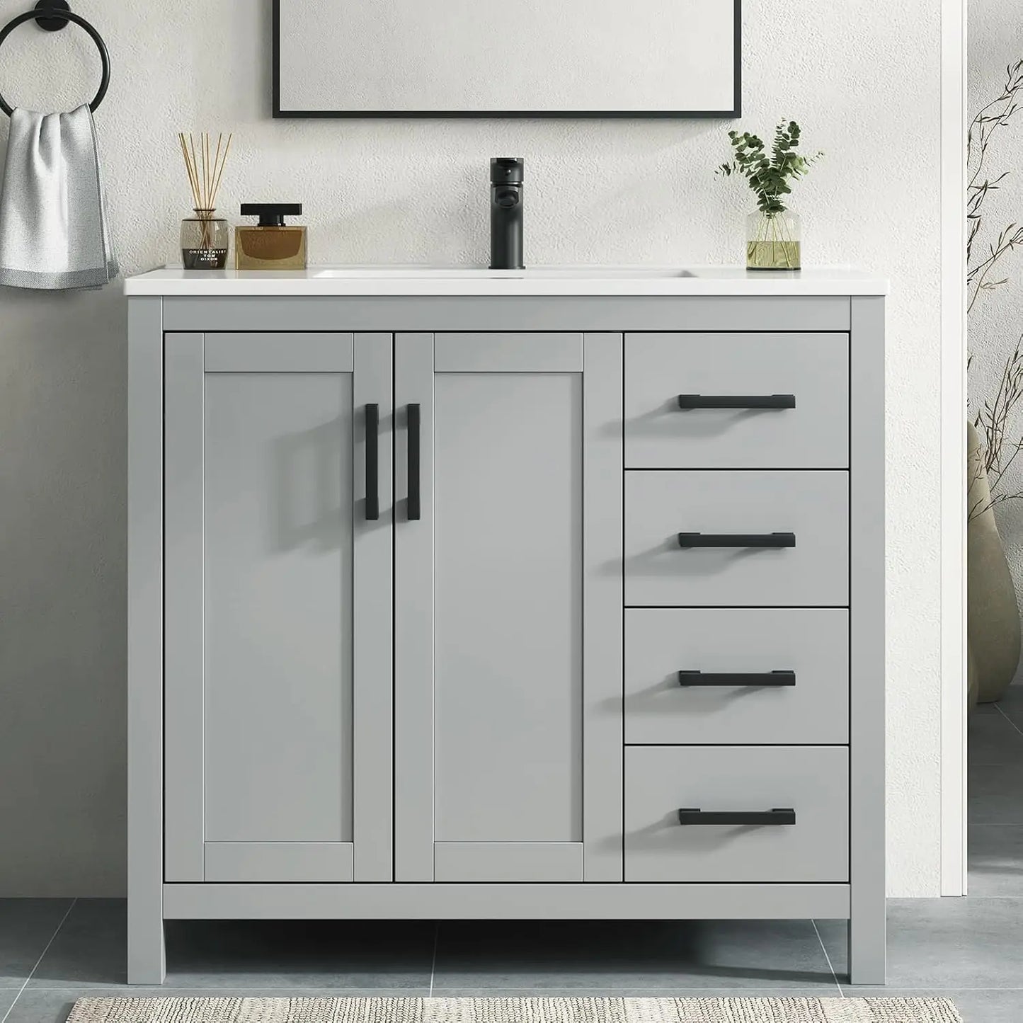 Guangbai Modern Vanity With Integrated Sink For Bathroom