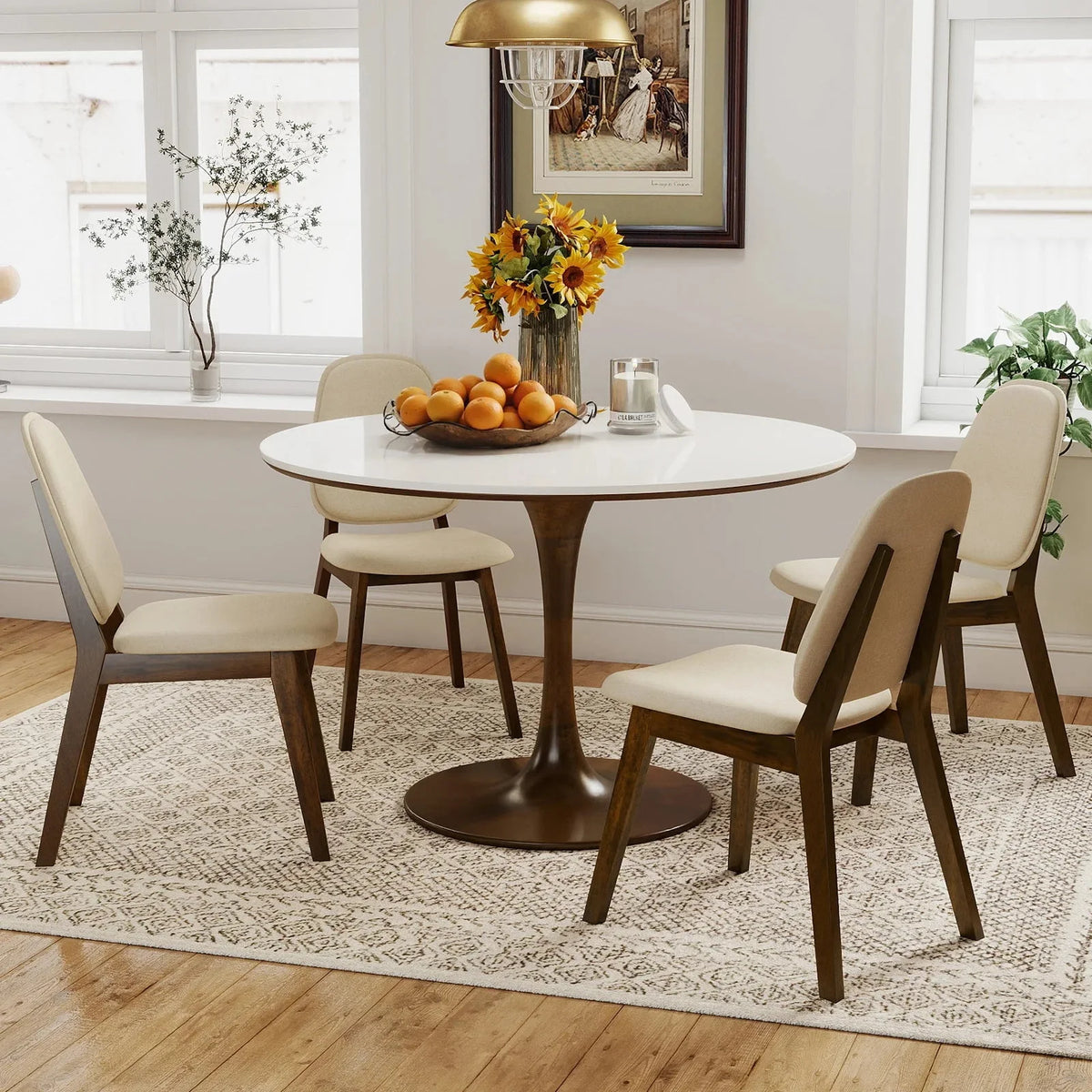 Modern Dining Chair Set of 2 w/ Upholstered Backrest Seat Linen Fabric for Room The Pet & Home Store