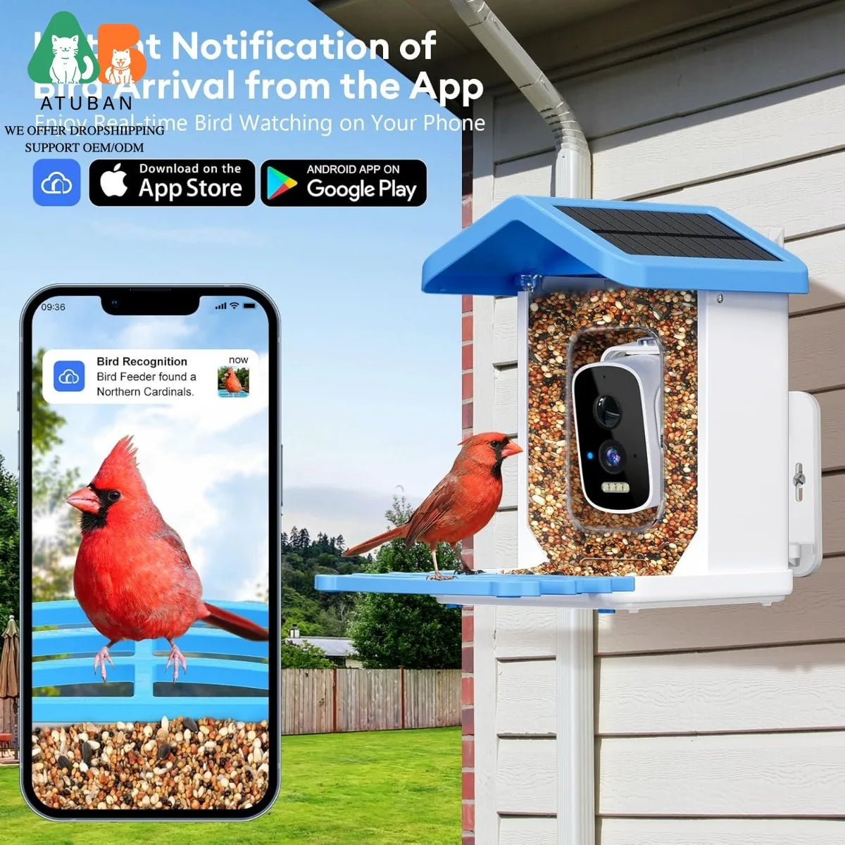 ATUBAN Smart Bird Feeder With Camera And AI Bird Identification