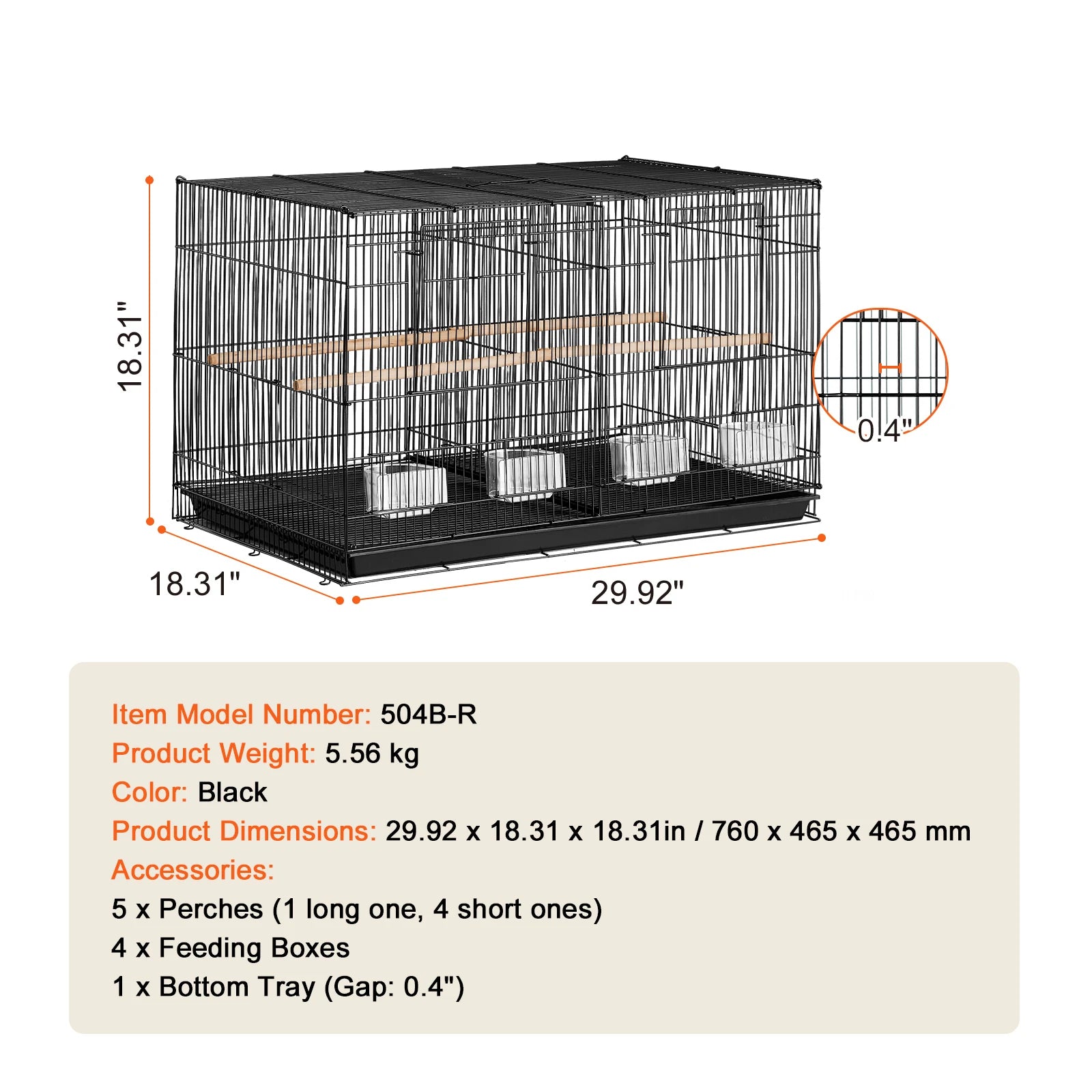 SUCCEBUY 30-Inch Flight Bird Cage, Stackable Small Animal Cage with Handle, Divided Birdcage for Travel, Portable Pet Cage for Small Birds