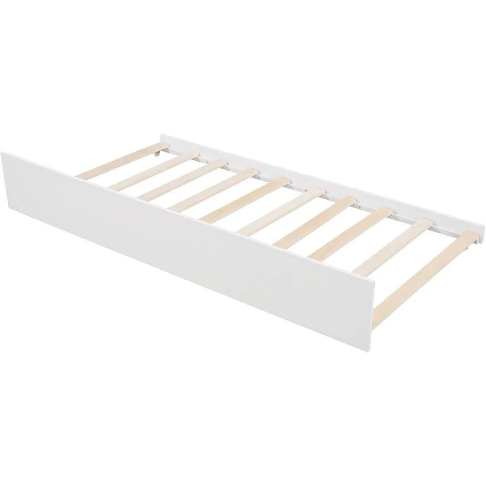 Wood House Bed With Trundle Twin Daybed For Kids Durable