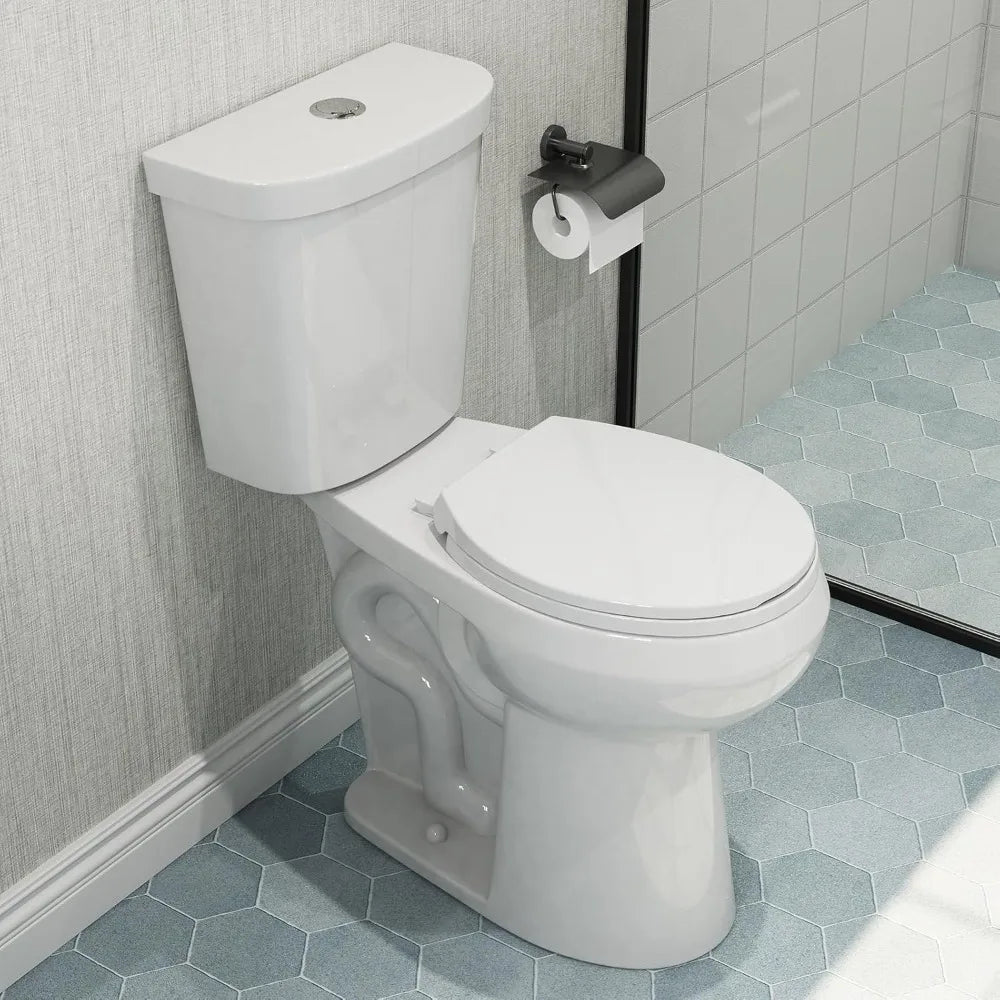 Dual-Flush Two-Piece Toilet With Comfortable Seat And Performance