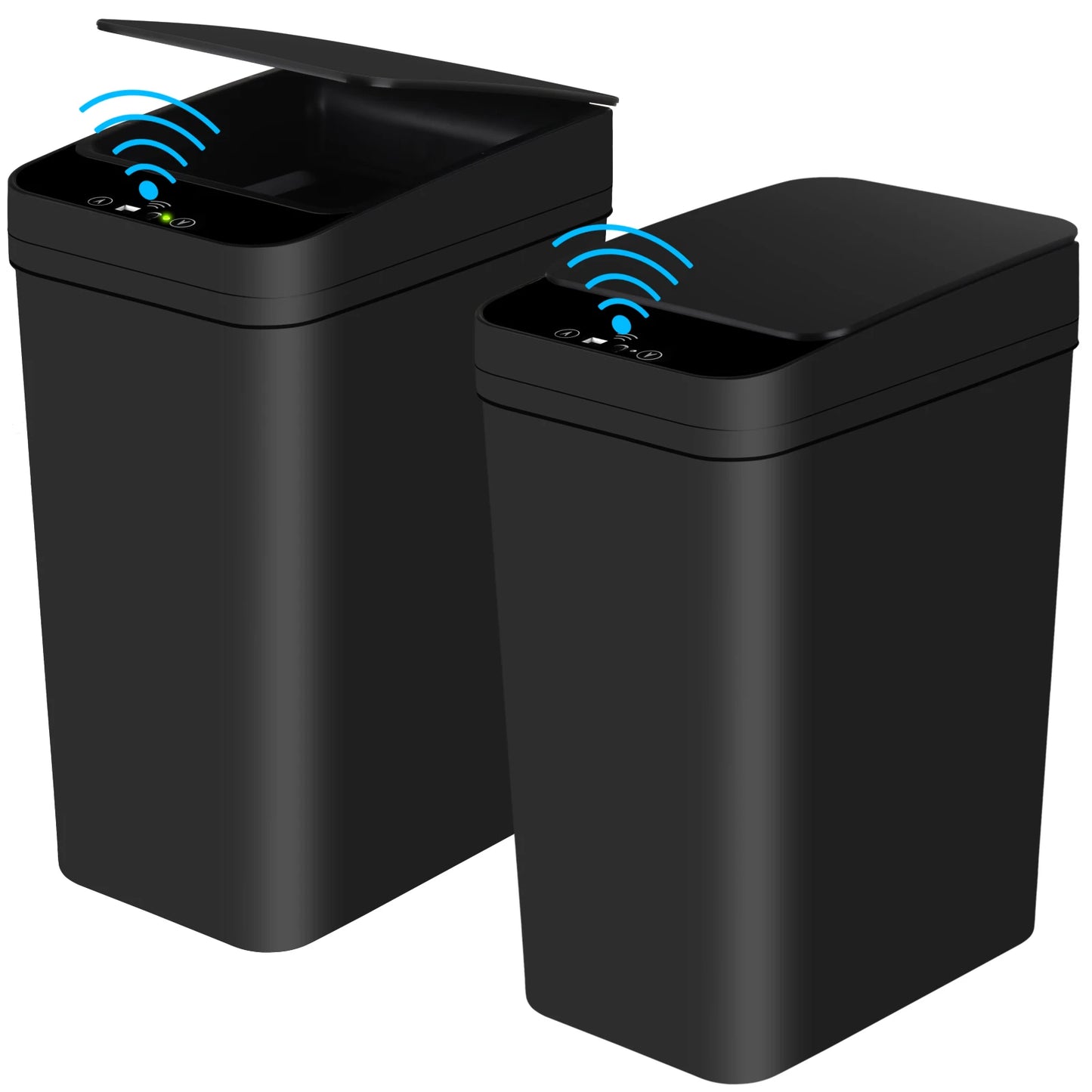 2 Pack Slim Touchless Trash Cans With Motion Sensor Lid