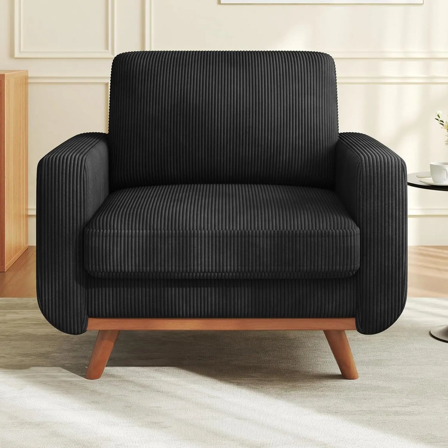 Corduroy L-Shape Modular Sofa With Movable Ottoman Sectional