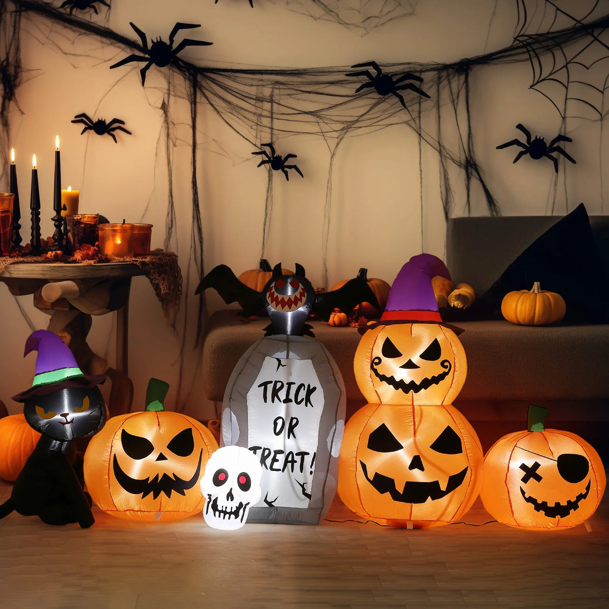 8ft Halloween Pumpkin Black Cat Tombstone Inflatable Yard Decor The Pet & Home Store