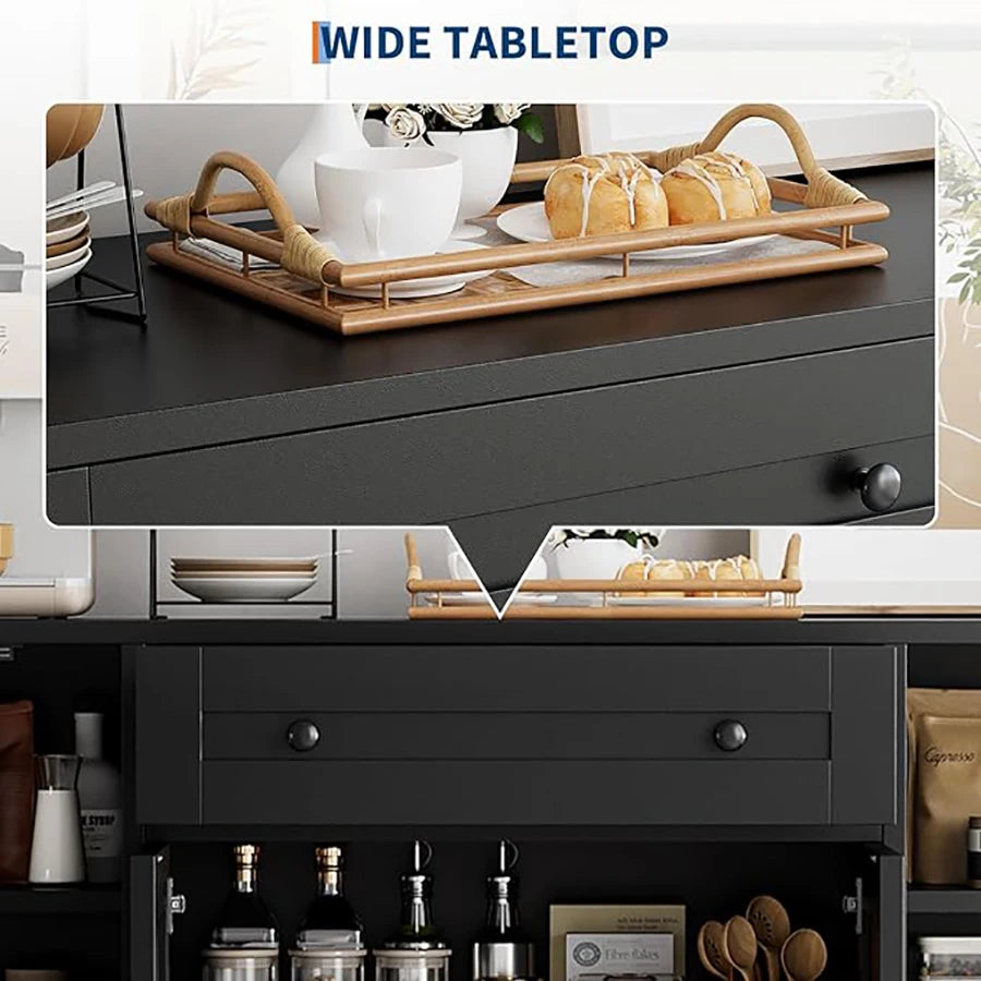 HiMISS Modern Sideboard Buffet Cabinet With Drawers And Shelves