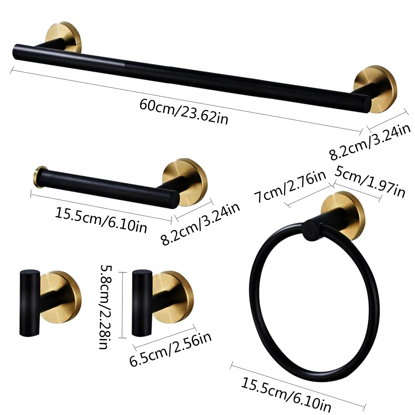 Stainless Steel Bathroom Hardware Set 5 Pack Space Organizer