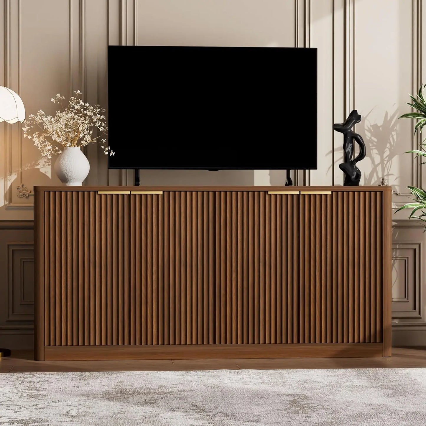 Modern TV Stand Console Cabinet With Doors And Entertainment Center