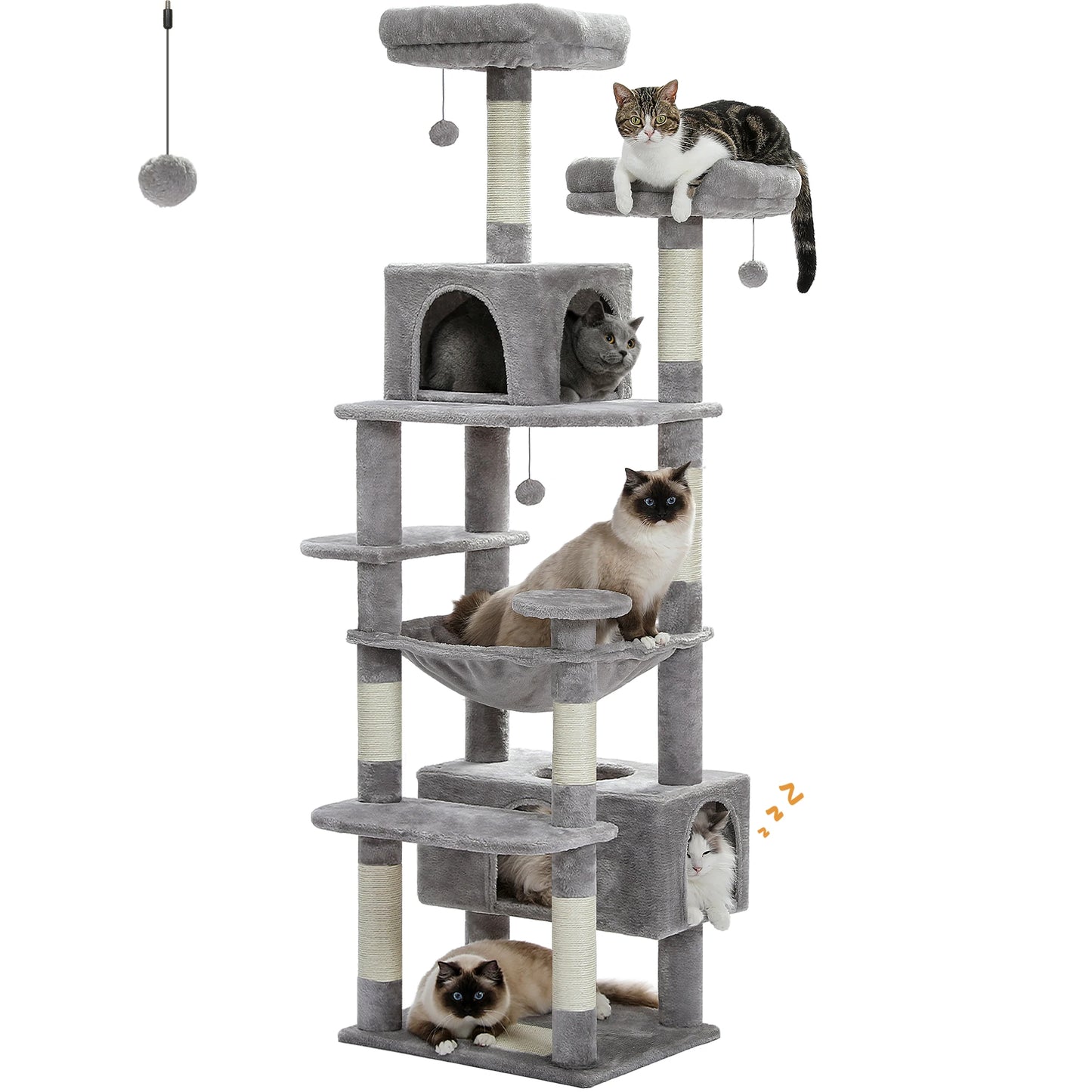 PEQULTI Multi Level Cat Tree Tower With Scratching Posts And Hammock