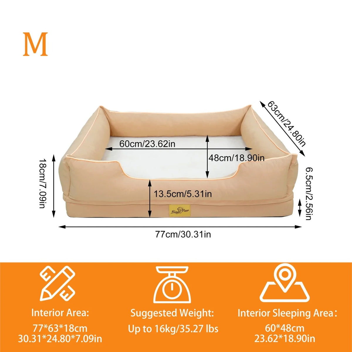 Bingopaw Orthopedic Dog Bed With Bolster And Waterproof Removable Cover The Pet & Home Store