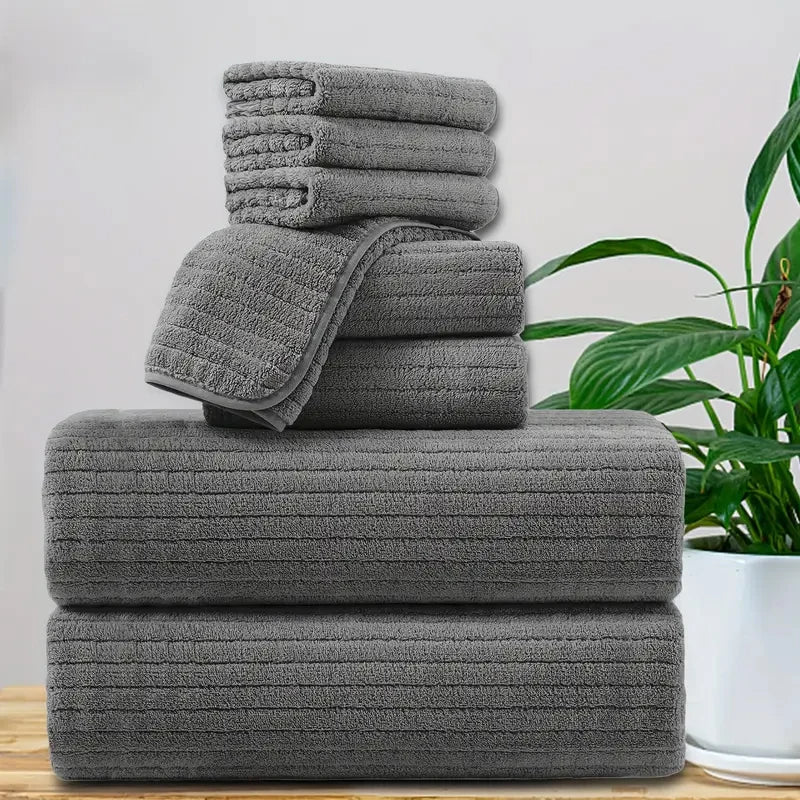 8 Piece Bath Towel Set Absorbent Quick Dry For Gym The Pet & Home Store