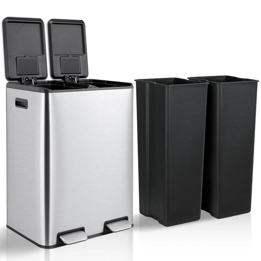 Unbranded Dual Kitchen Trash Can With Odor Control Compartments