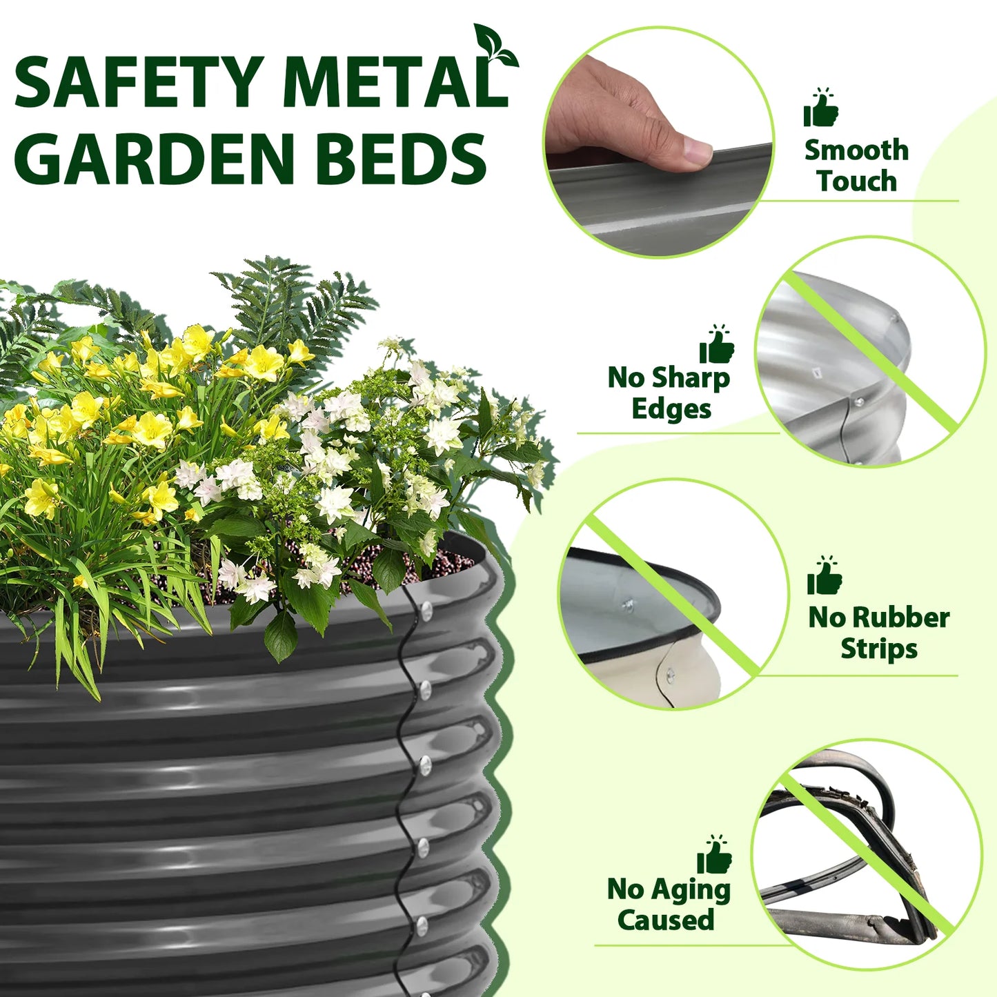 Tramull Galvanized Oval Raised Garden Bed For Vegetables Herbs