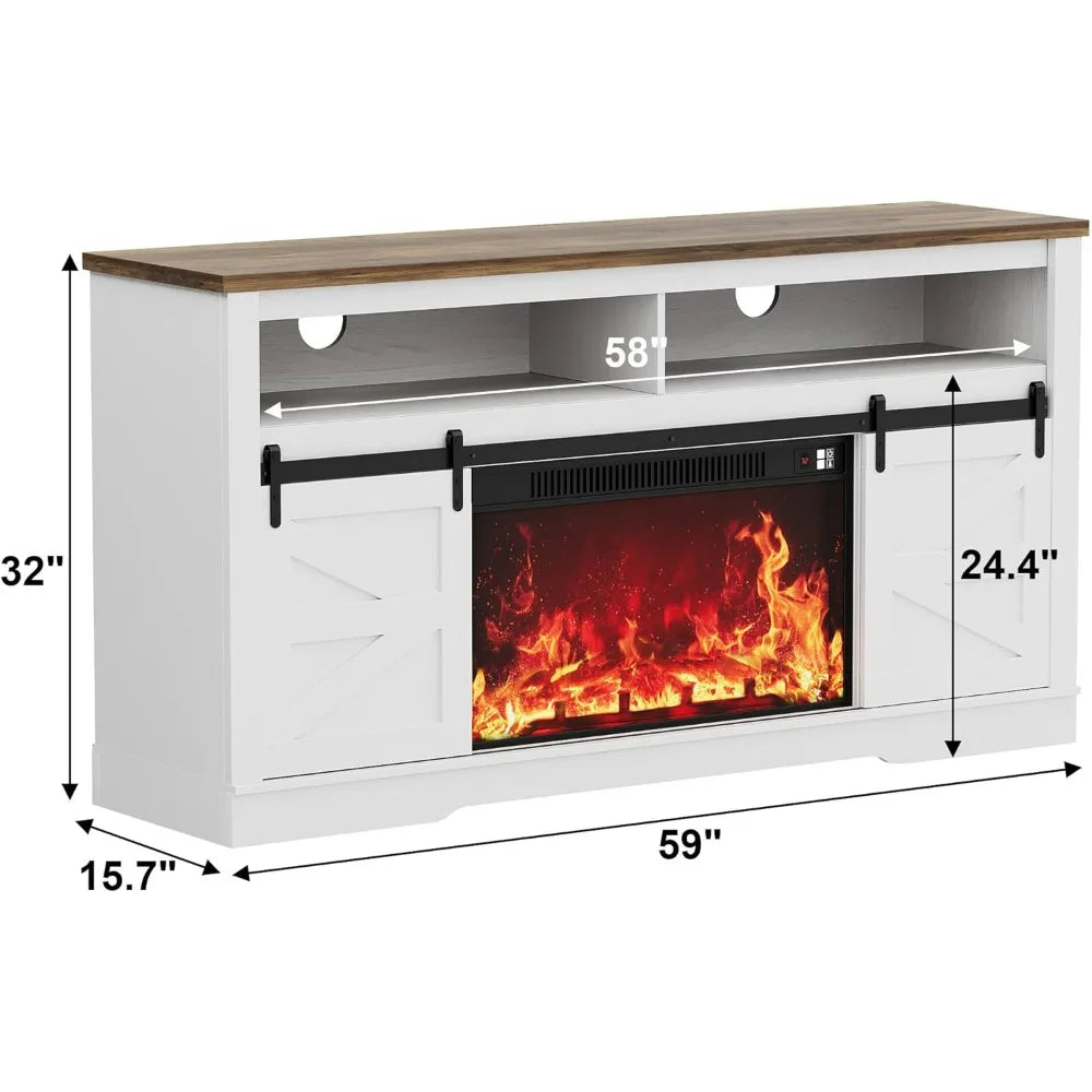 JUMMICO Fireplace TV Stand for 65+ Inch TV with 26'' Fireplace Entertainment Center with Storage Cabinet and Adjustable Shelves The Pet & Home Store