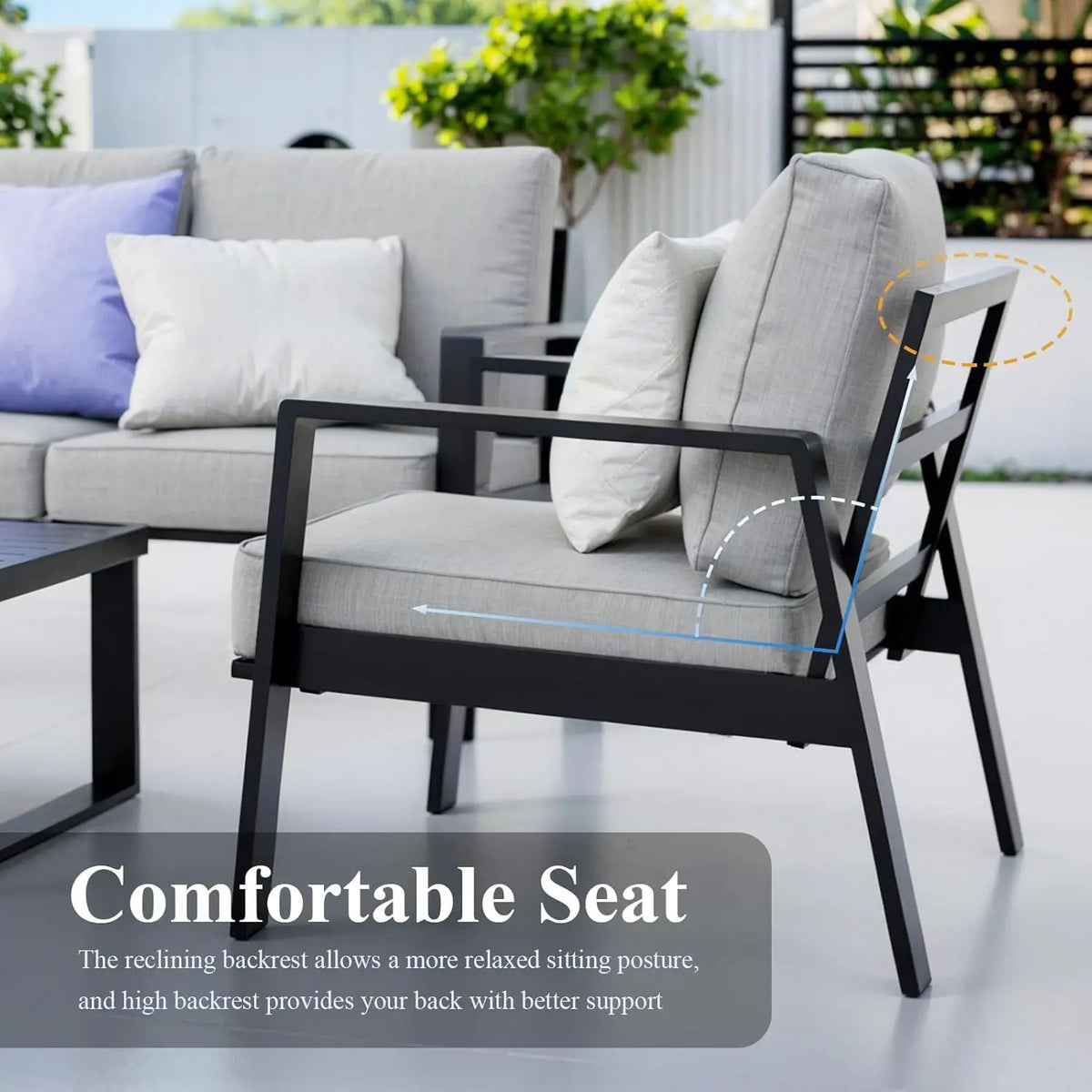 Aluminum 4 Piece Sectional Outdoor Furniture Set with Coffee Table Thick Cushions for Patio Porch Balcony Garden, Customized The Pet & Home Store