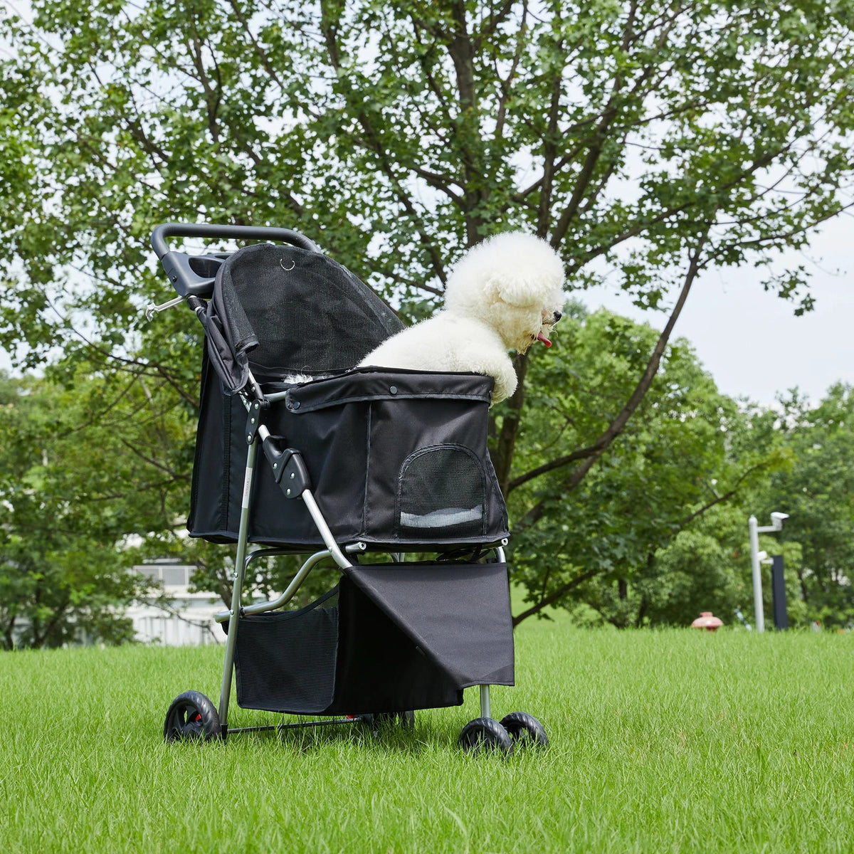 JHK 3 Wheels Foldable Pet Stroller for Small Dogs and Cats Stroller with Mesh Windows Storage Basket Cup Holder for Outdoor Use The Pet & Home Store