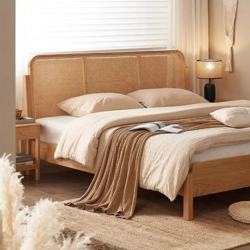 Fluffy Rattan Bed Set for Modern Bedroom Furniture