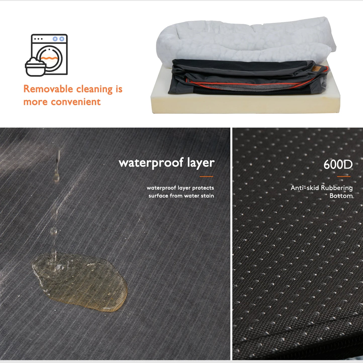 BINGOPAW Large Dog Bed With Removable Washable Cover