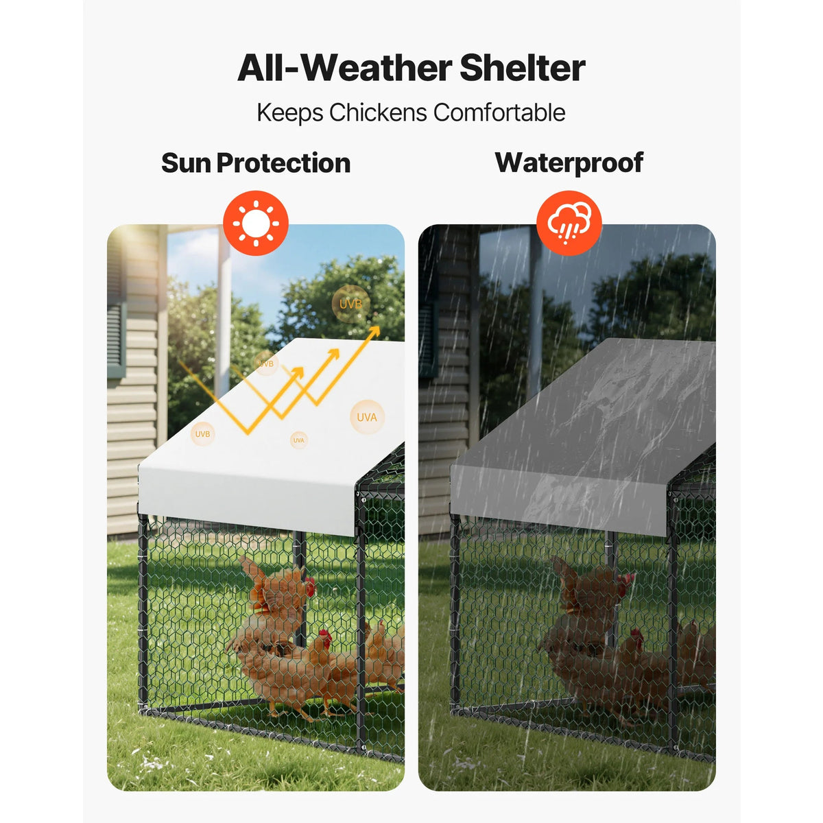 Metal Chicken Coop with Waterproof Cover & Doors The Pet & Home Store