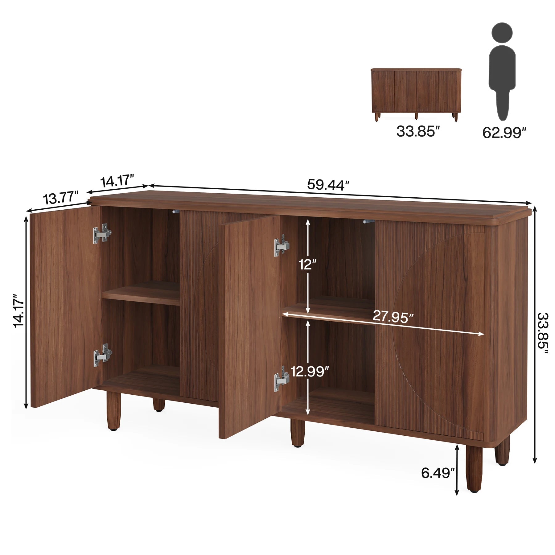 Tribesigns Buffet Cabinet Sideboard with Storage, Modern Storage Cabinet Sideboard Buffet Table with Doors for Living Room The Pet & Home Store