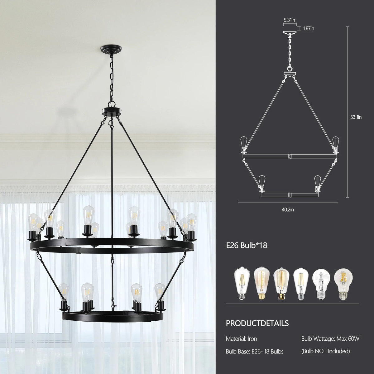 Retro style Large 2-Tier circular ceiling Ironwork chandelier The Pet & Home Store