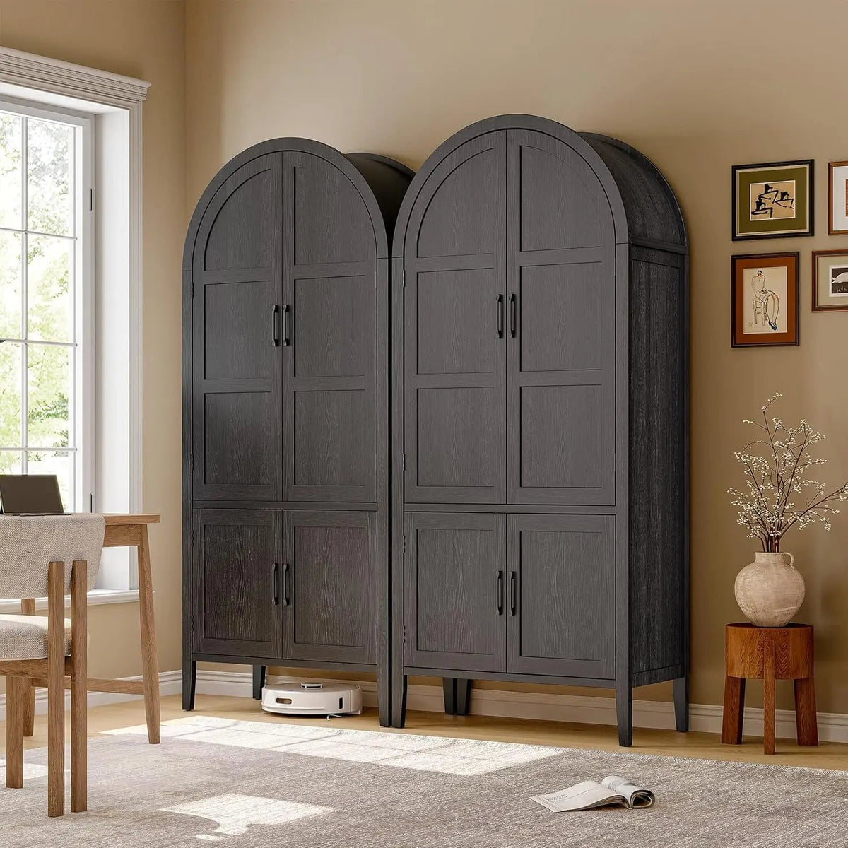 71" Tall Farmhouse Arched Pantry Cabinet, 5-Tier Wooden Storage w/Adjustable Shelves & Feet, Kitchen Cabinet w/Doors for Dining Room Organization The Pet & Home Store