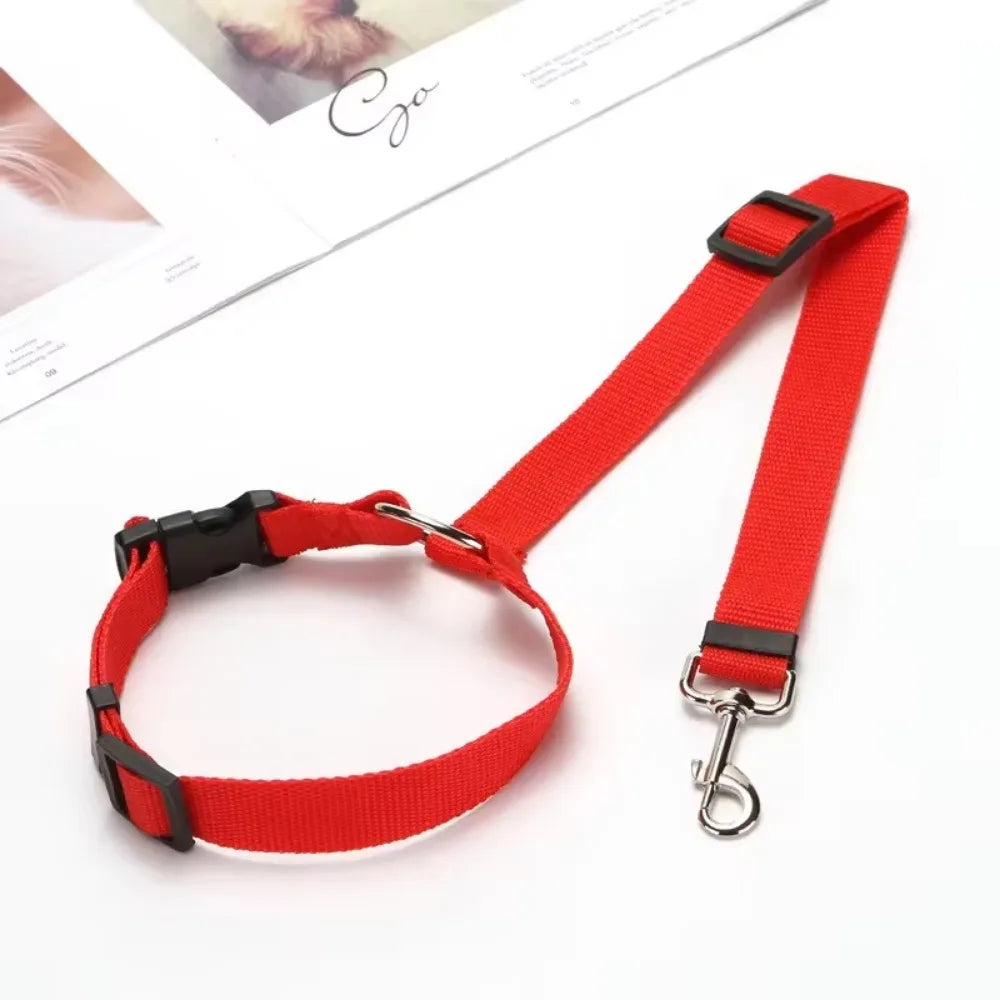 Nylon Two-In-One Pet Car Seat Belt And Leash Adjustable Harness