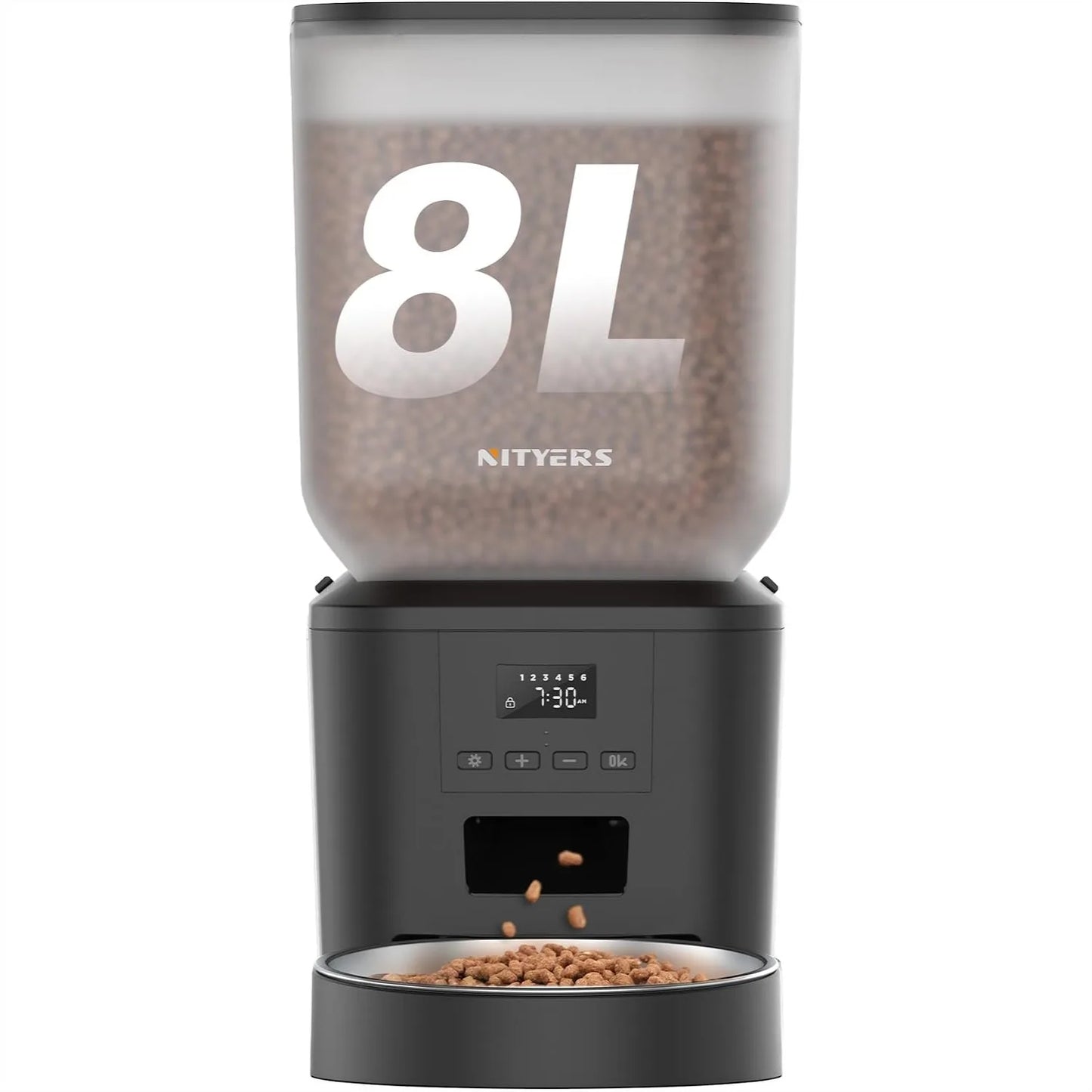 Automatic Dog Feeder 8L/34 Cups with LCD Screen, Timed Cat Feeder, Up to 50 Portions 6 Meals Per Day