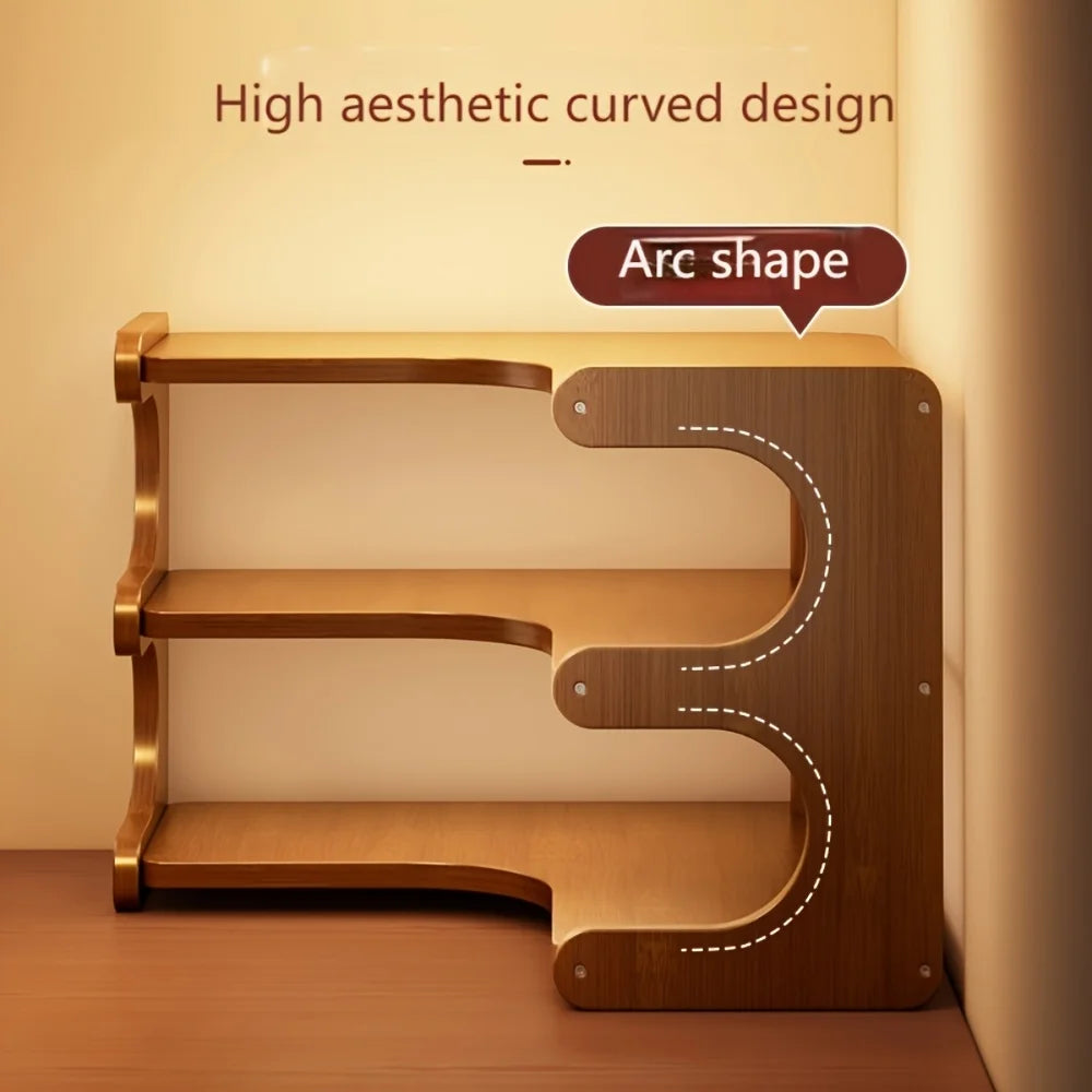 Three Tier Bamboo Corner Shelf For Plants Books Stationery