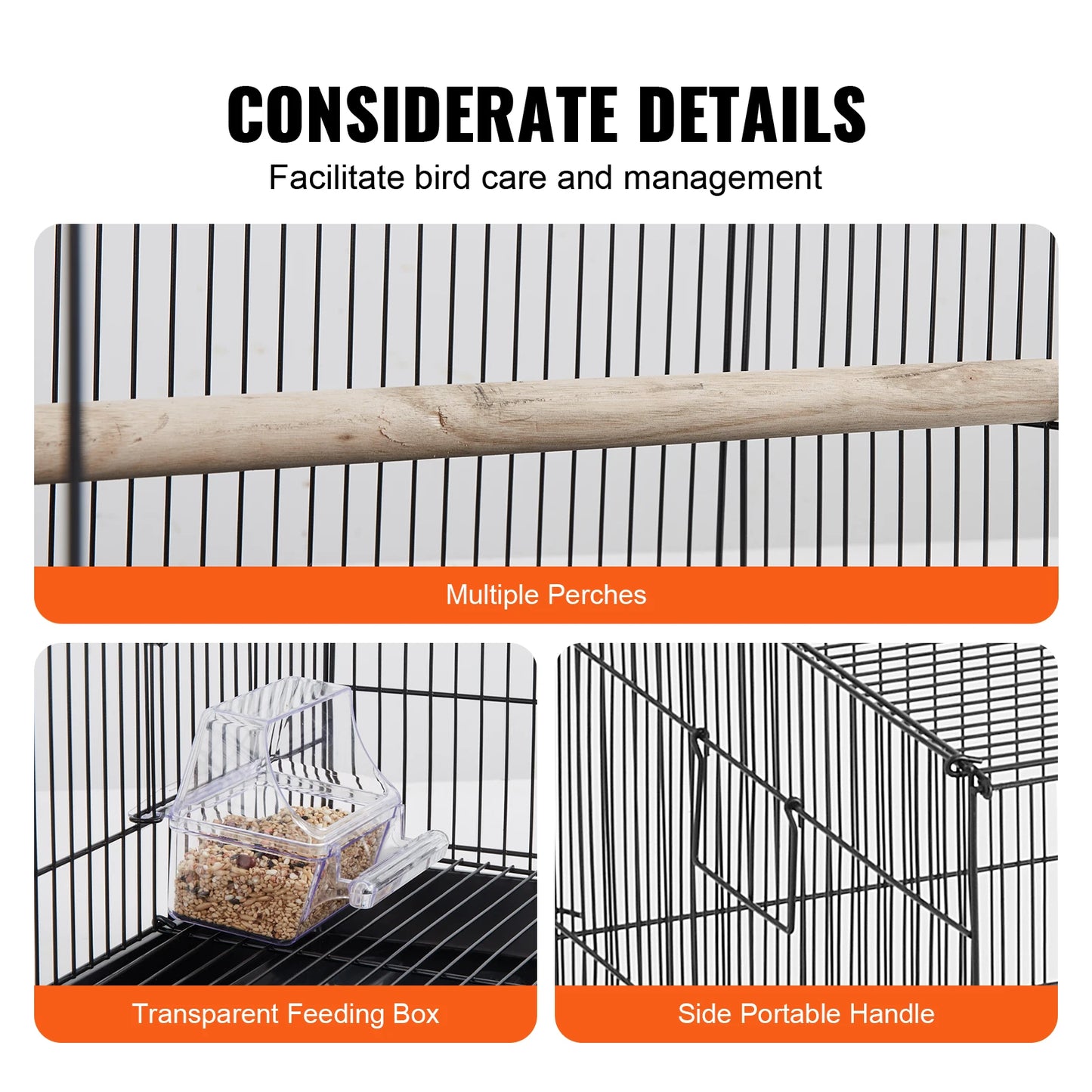 SucceBuy Pet Bird Cage With Rolling Stand For Parrots Budgies