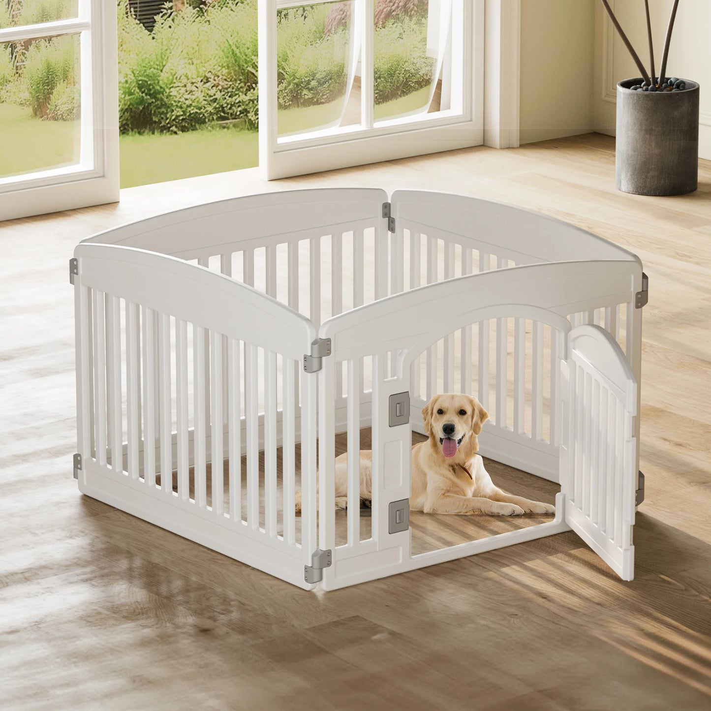 JHK Plastic Dog Playpen For Medium Dogs Portable Indoor Outdoor