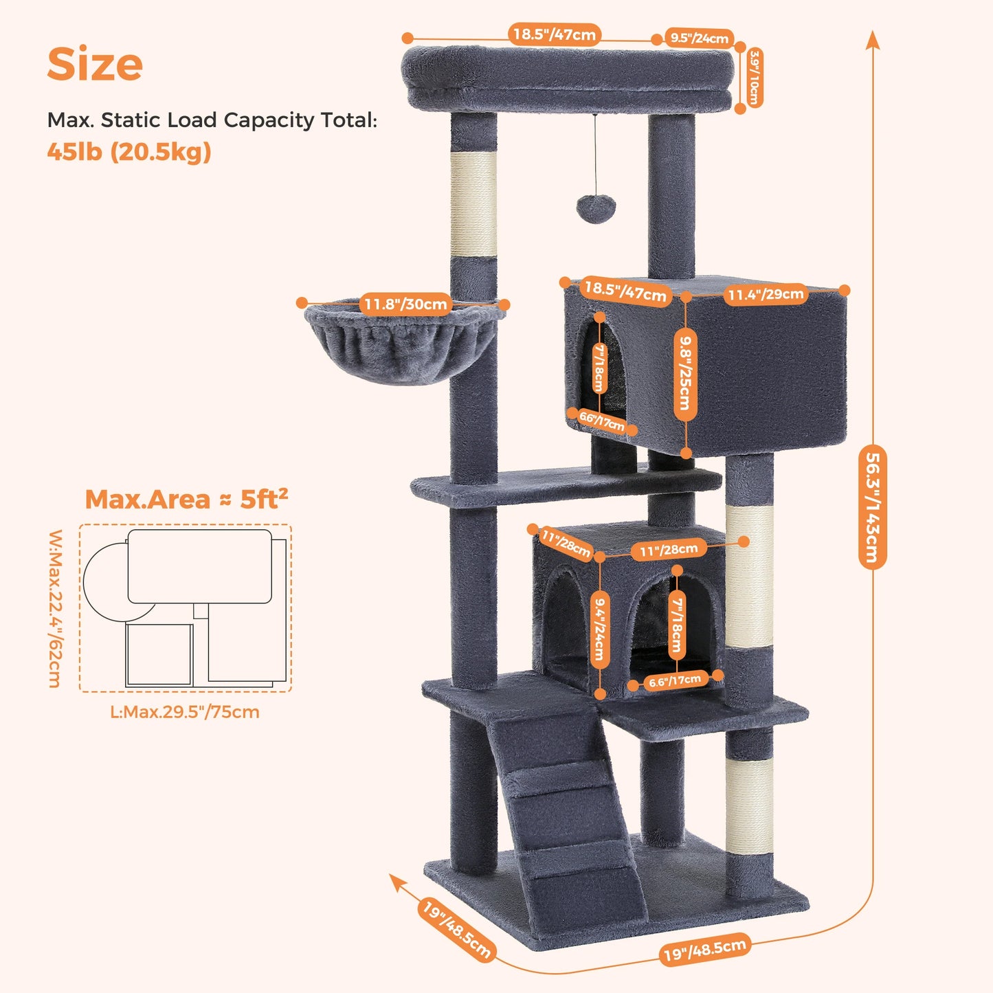 PAWZ Road Cat Tree With Toy Tower Plush Perch Hammock