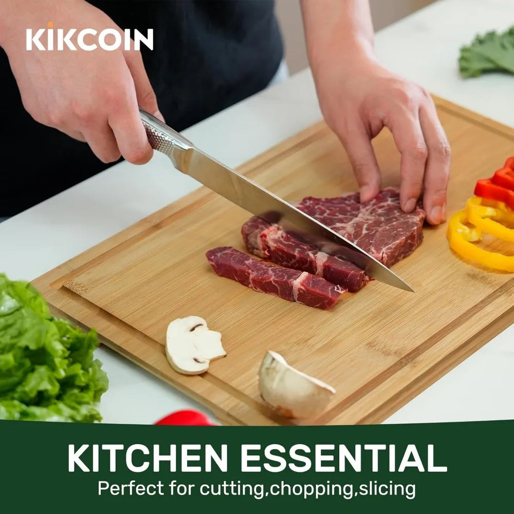 Extra Large Bamboo Cutting Board with Juice Groove and Handle for Kitchen Charcuterie Vegetables Cheese