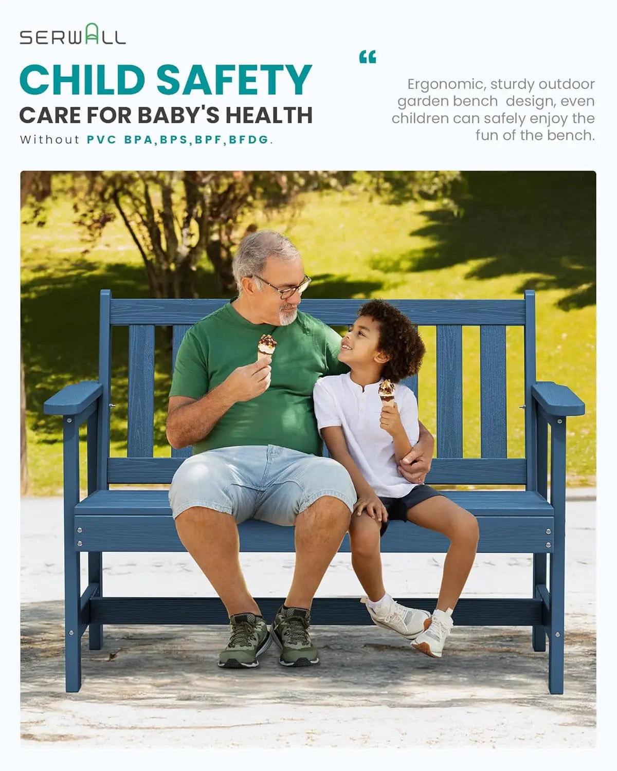 Outdoor Weatherproof HDPE Garden Bench For Two Persons