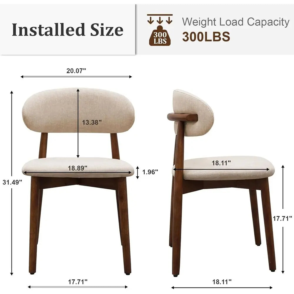 LISM Farmhouse Upholstered Wooden Dining Chairs With Curved Back