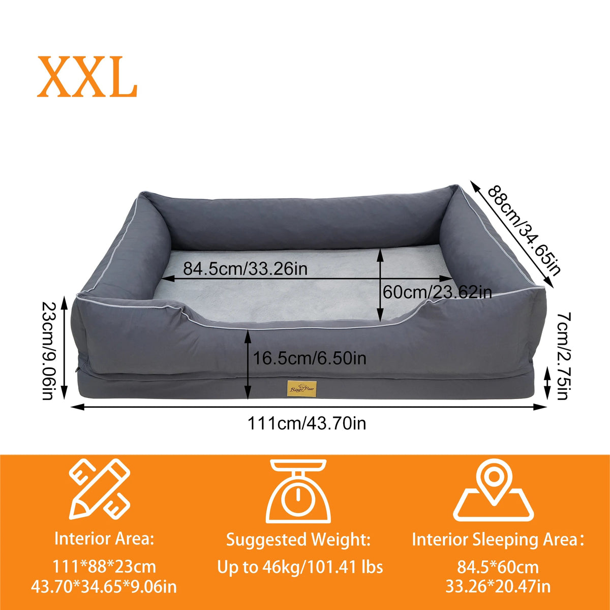 Bingopaw Orthopedic Dog Bed With Bolster And Waterproof Removable Cover The Pet & Home Store