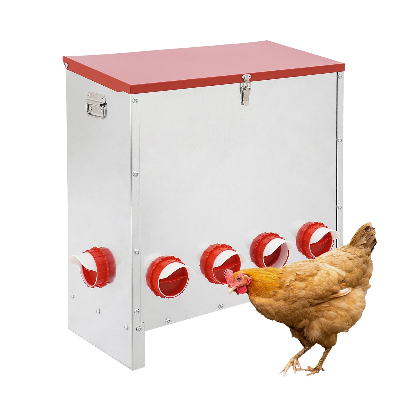 10 Port Galvanized Metal Chicken Feeder For Farm Poultry