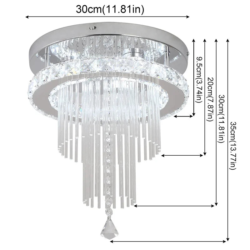GreeLustr Crystal Chandelier Chrome LED Ceiling Light Fixture