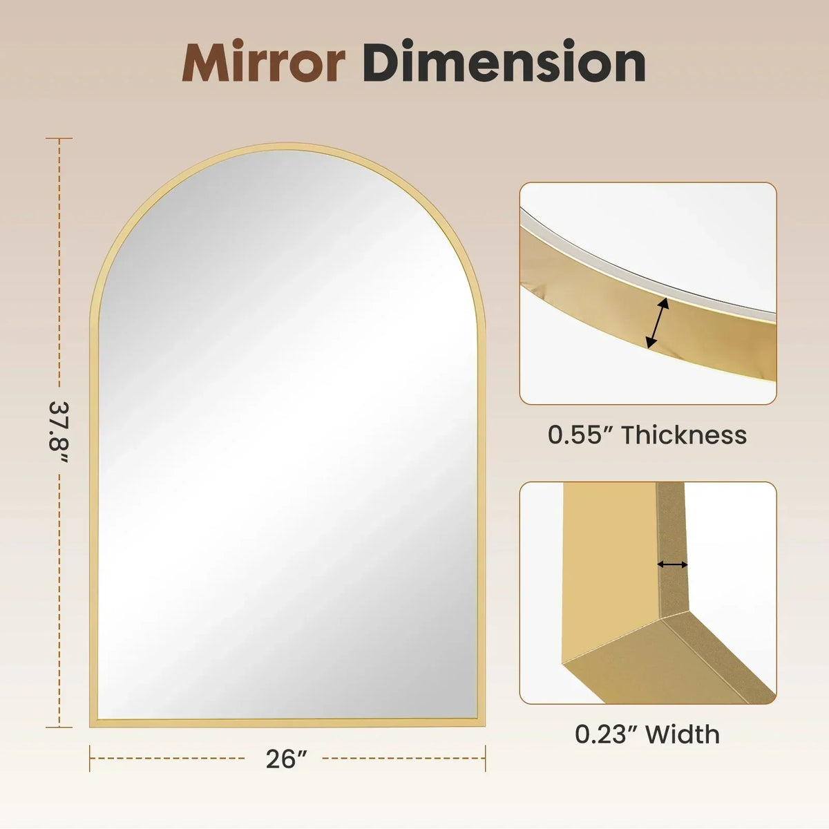 Arched Metal Framed Bathroom Mirrors for Wall  Hanging Mirror Glass Mirror Modern Wall Decor For Bedroom Entryway The Pet & Home Store