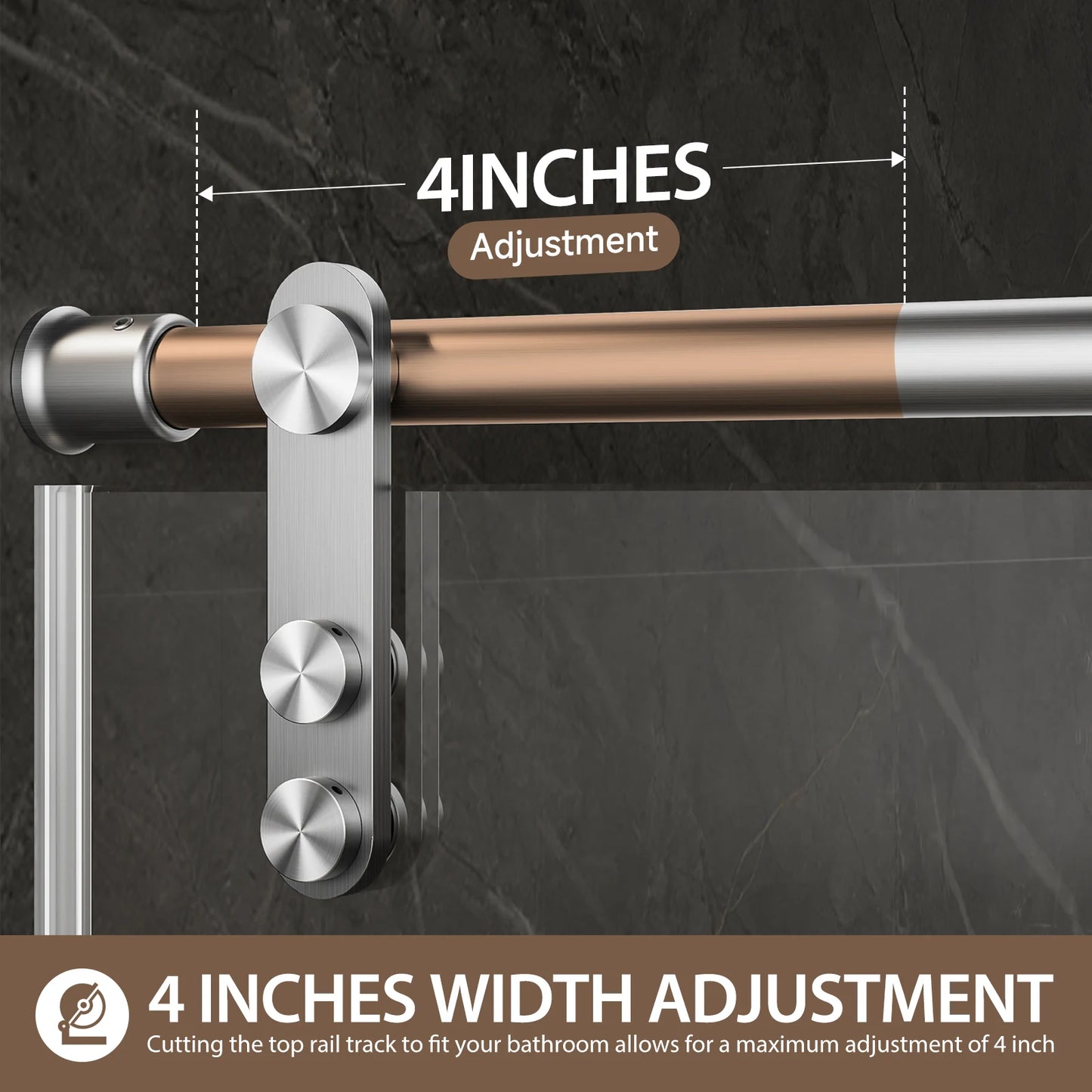 Sh.Kl Frameless Sliding Shower Door Brushed Nickel Tempered Glass