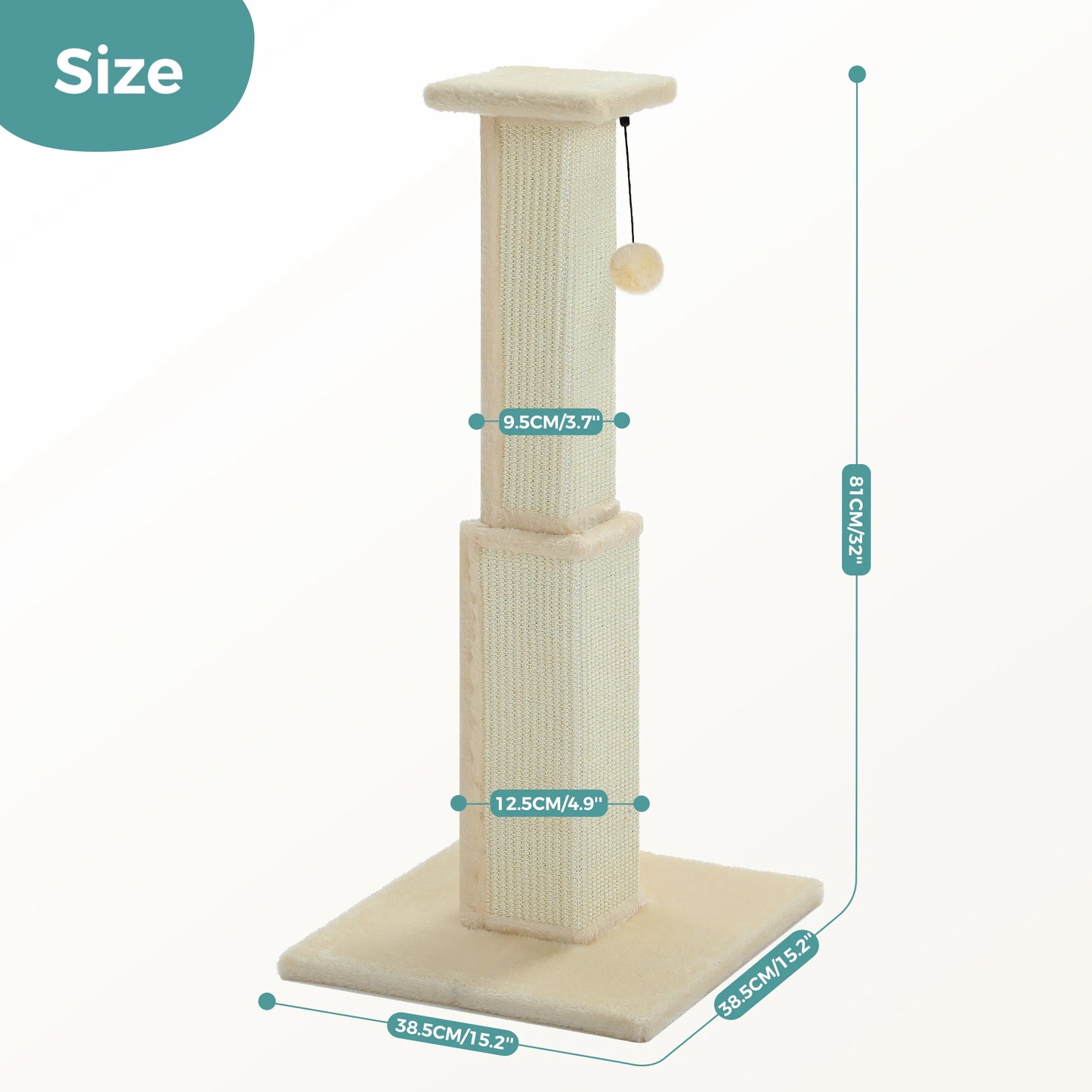 PAWZ Road Large Cat Scratching Post For Indoor Cats Ultimate Sisal Toy