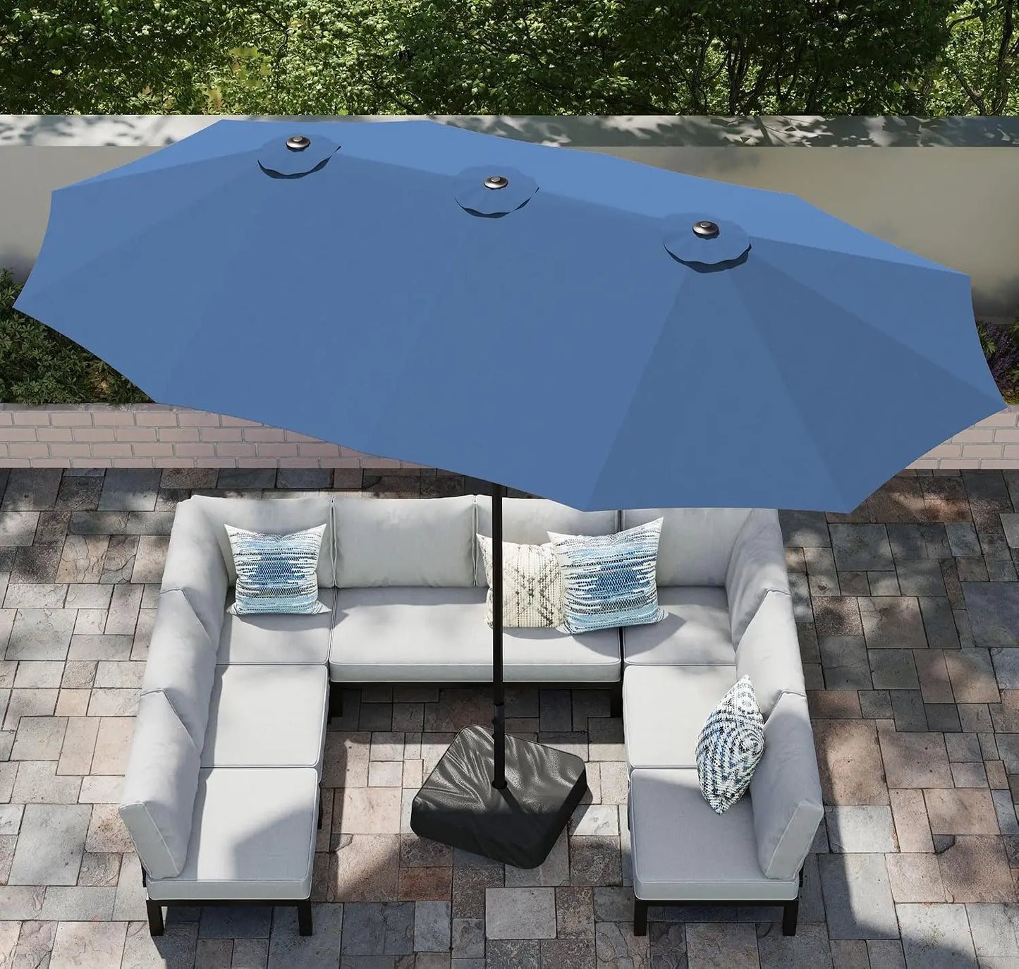 15' Double-Sided Rectangular Large Market Patio Umbrella with Base Included, Customized