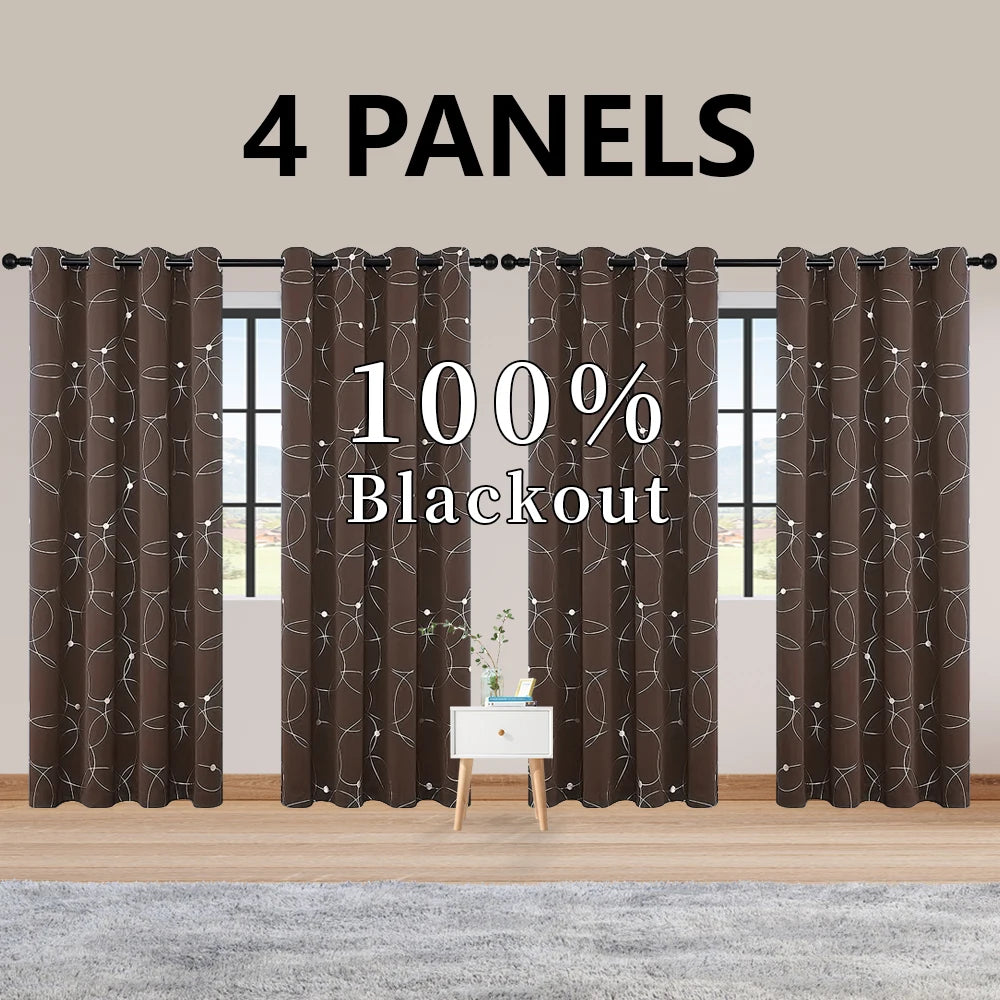 Blackout Curtains Grommet Thermal Insulated Room Darkening 4 Pack