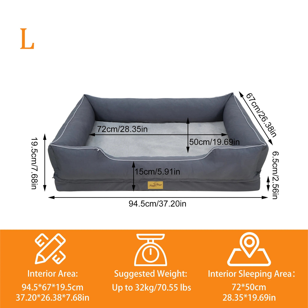 Bingopaw Orthopedic Dog Bed With Bolster And Waterproof Removable Cover The Pet & Home Store
